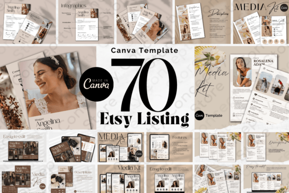 Elevate Your Etsy Shop with a 70-Page Canva Template