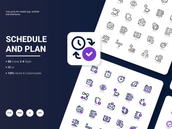 Elevate Your Projects with a Modern Schedule and Plan Icon Pack
