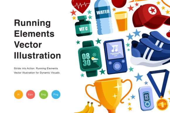 Running Elements Vector Illustration: A Toolkit for Visual Energy