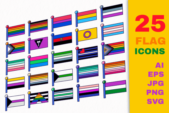 The Language of Pride: Understanding Pride Flags & The 25 Flat Outline Icon Collection
