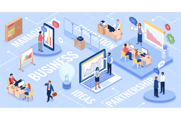 The Power of Isometric Business People Infographics